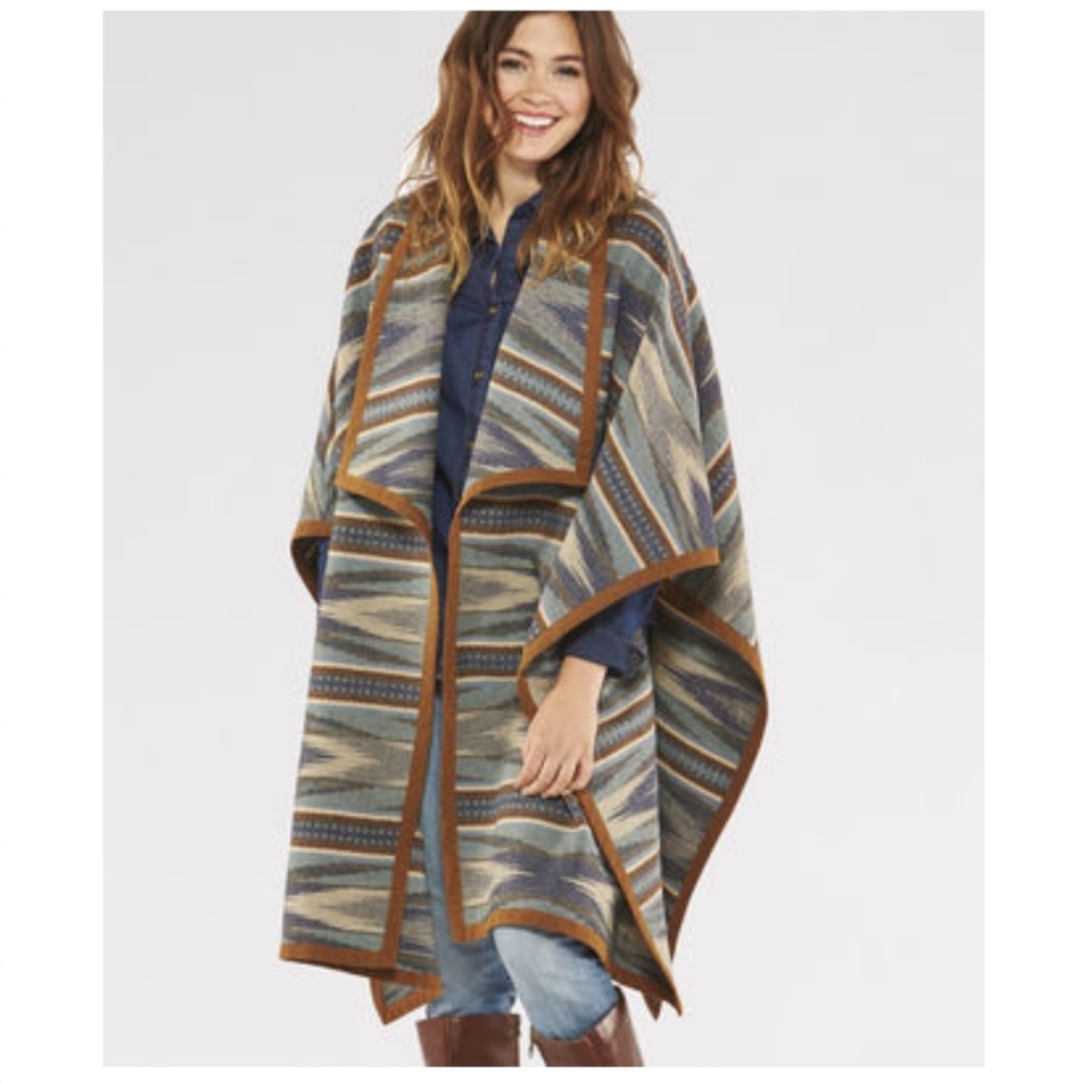 NWT Pendleton Wool Blanket Wrap Rio Canyon Poncho